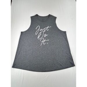 Nike Women's Dri-Fit Tank in Gray w/ White Writing Just Do It XL EUC